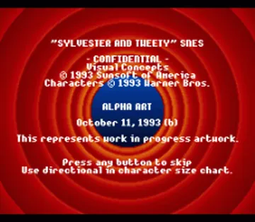 Sylvester and Tweety (USA) (Proto 1) screen shot title